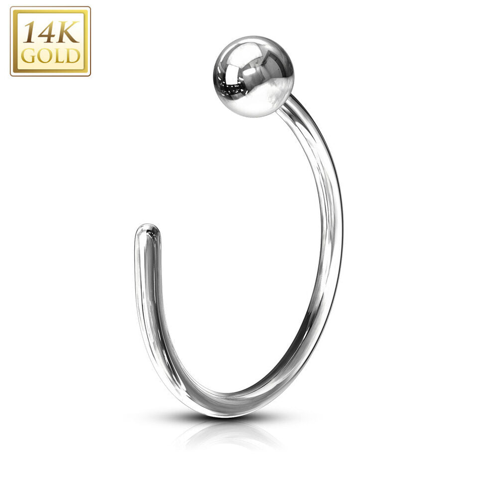 14 Karat Solid Gold Nose Ring Hoop 20 Gauge 8 MM With Round End