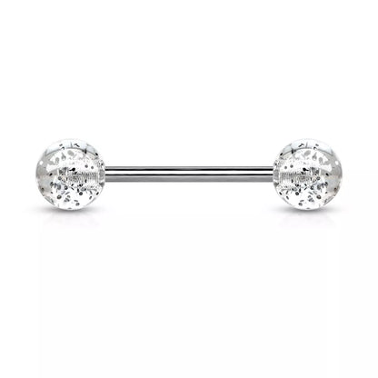 Surgical Steel Straight Barbell Tongue Ring 14 Gauge Glitter - 20 Pack