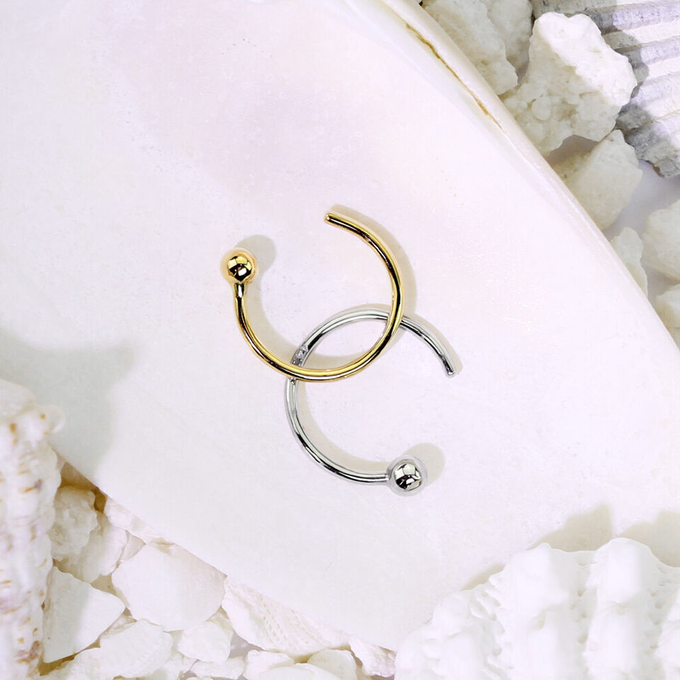 14 Karat Solid Gold Nose Ring Hoop 20 Gauge 8 mm Round End - Kruelty - Photo 2