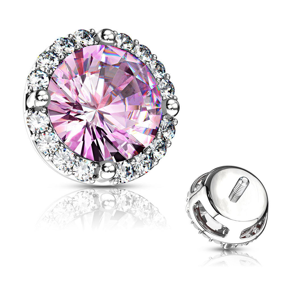 Surgical Steel 14 Gauge CZ Dermal Anchor Top with Round Prong Set - photo 5