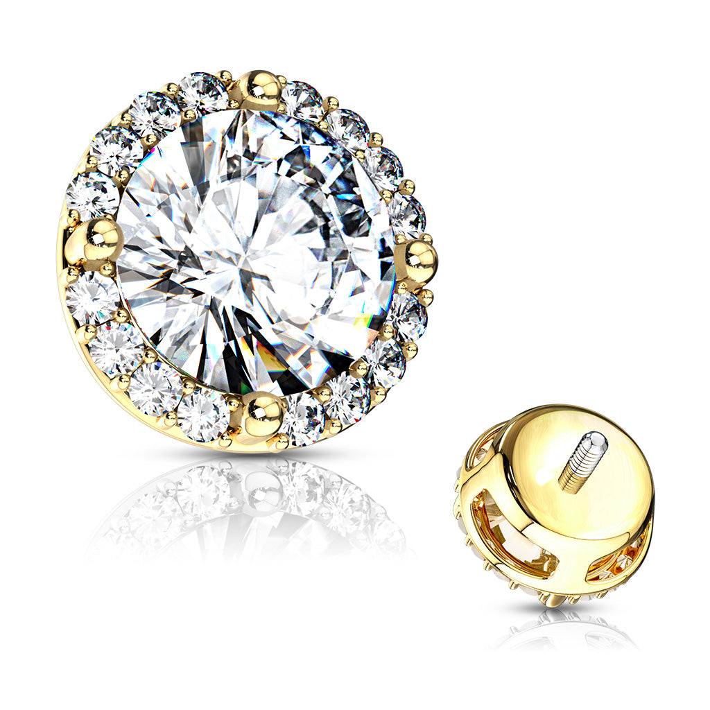 Surgical Steel 14 Gauge CZ Dermal Anchor Top with Round Prong Set - photo 6