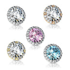 Surgical Steel 14 Gauge CZ Dermal Anchor Top with Round Prong Set