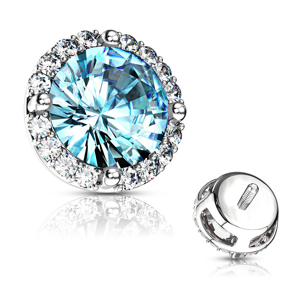 Surgical Steel 14 Gauge CZ Dermal Anchor Top with Round Prong Set - photo 3