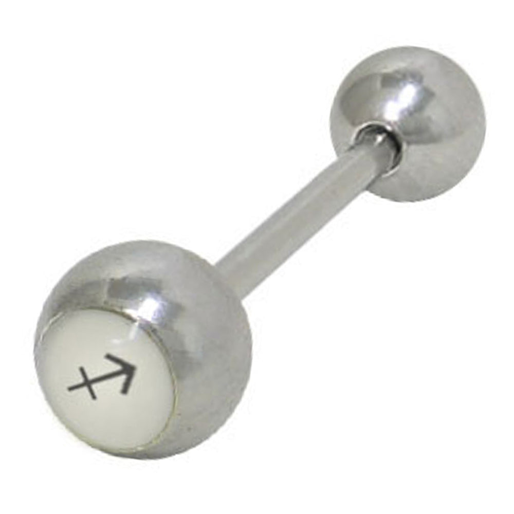 Surgical Steel 14 Gauge Tongue Barbell with Sagittarius Sign
