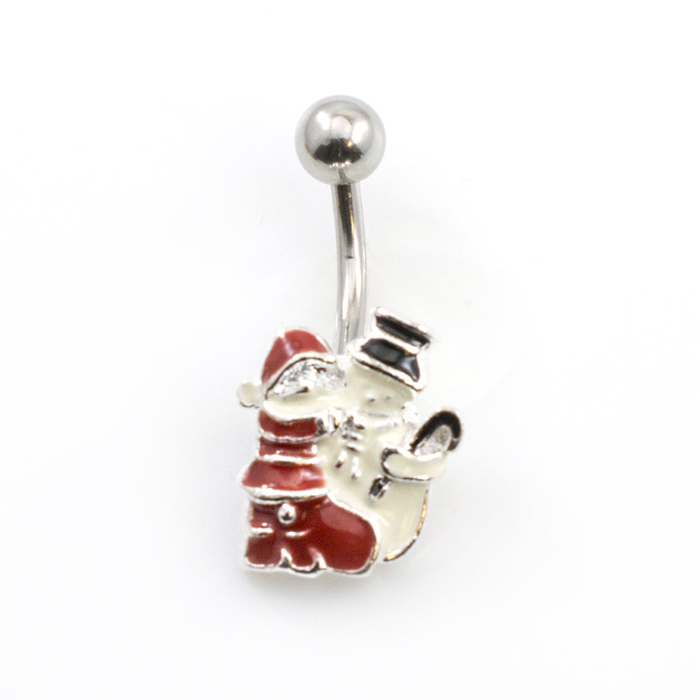 Surgical Steel 14 Gauge Santa Claus & Snowman Belly Button Ring - photo 2