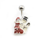 Surgical Steel 14 Gauge Santa Claus & Snowman Belly Button Ring