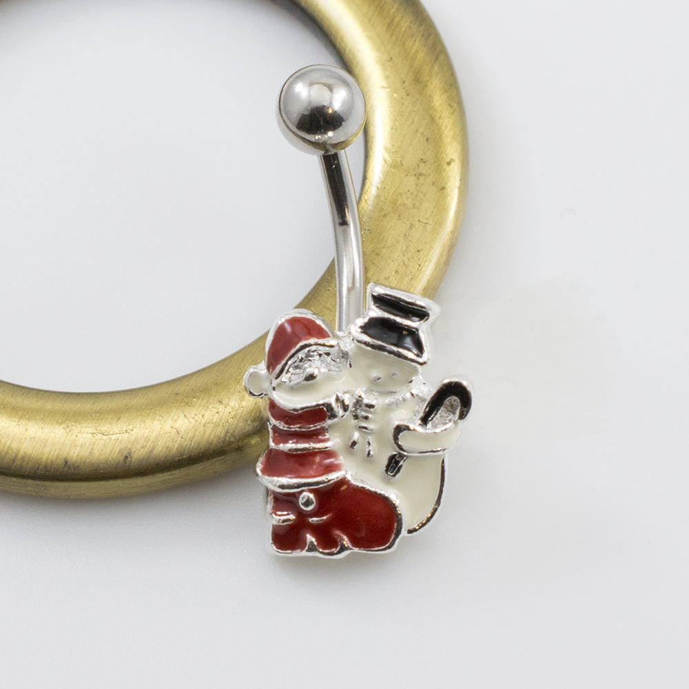 Surgical Steel 14 Gauge Santa Claus & Snowman Belly Button Ring - photo 3