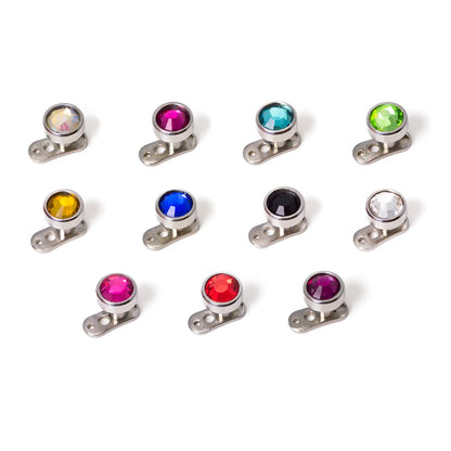 Surgical Steel Multi-Color 4mm Gem Dermal Anchor with Top and Base