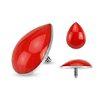 Surgical Steel Dermal Top 14 Gauge Red Blood Tear Drop - Kruelty