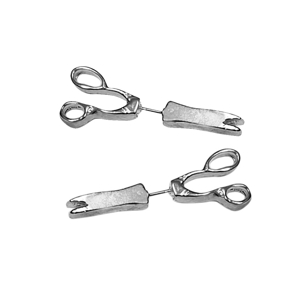 Surgical Steel Fake Plug Stud Earrings 20G with Scissors - Pair