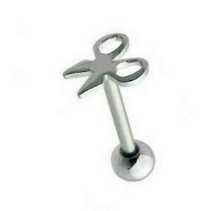 Surgical Steel 14 Gauge Tongue Barbell with Flat Scissors