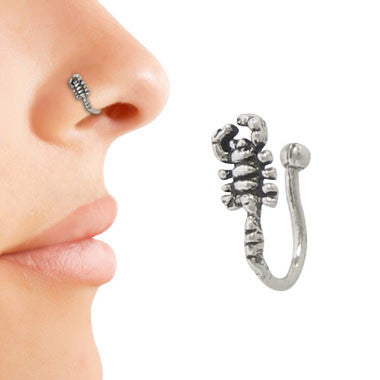 .925 Sterling Silver Scorpion Clip On Nose Pin