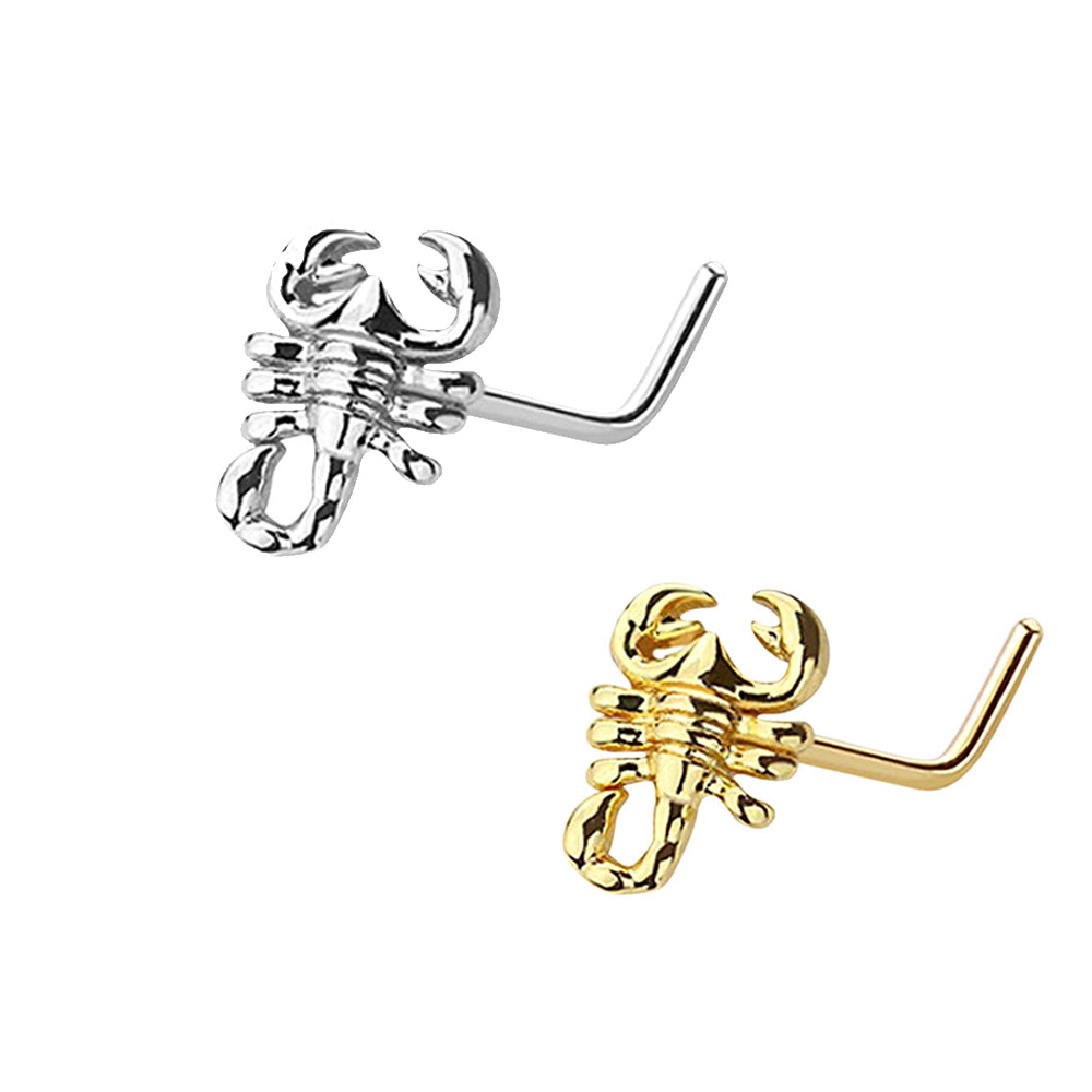 Surgical Steel 20 Gauge Scorpion L Shaped Nose Stud