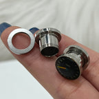 Surgical Steel Speedometer Logo Screw Fit Ear Tunnels