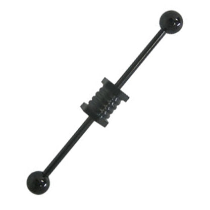 Surgical Steel 14 Gauge Industrial Barbell with Black PVD Screw Nut
