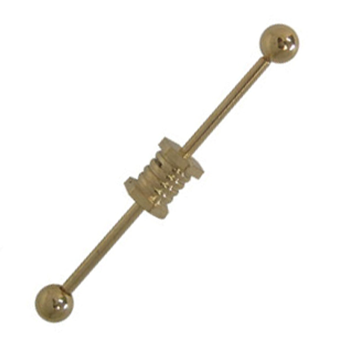 Surgical Steel 14 Gauge Industrial Barbell with Gold PVD Screw Nut
