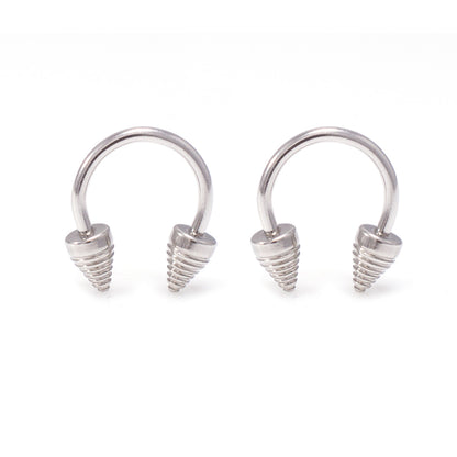 Surgical Steel 14 Gauge Horseshoe Barbell with Spikes Ball End - Pair