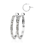 Surgical Steel 20 Gauge Eternity Crystal Hoop Earrings - Pair
