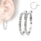 Surgical Steel 20 Gauge Eternity Crystal Hoop Earrings - Pair