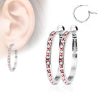 Surgical Steel 20 Gauge Eternity Crystal Hoop Earrings - Pair