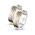 Surgical Steel 20 Gauge Triple Dome 3-Tone Hinged Hoops - Pair
