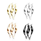 Surgical Steel 22 Gauge Twisted Oval Hoop Earrings - Pair