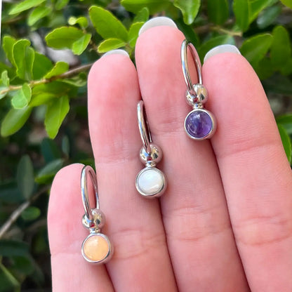 Surgical Steel & Titanium 14 Gauge Belly Ring with Semi Precious Stone - photo 3