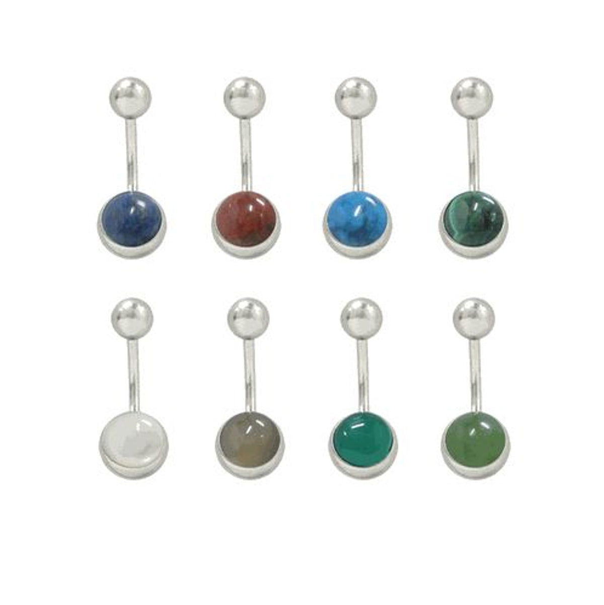 Surgical Steel 14 Gauge Semi Precious Stone Belly Button Ring