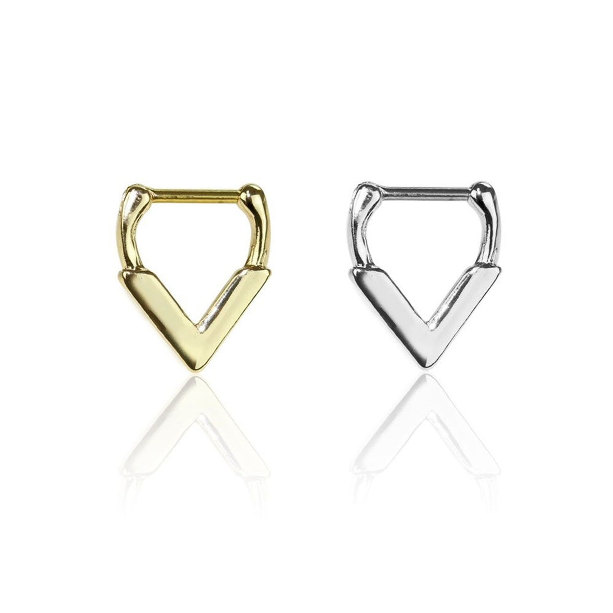 Surgical Steel Septum Clicker Ring 16 Gauge Triangle Victory Drop - Kruelty