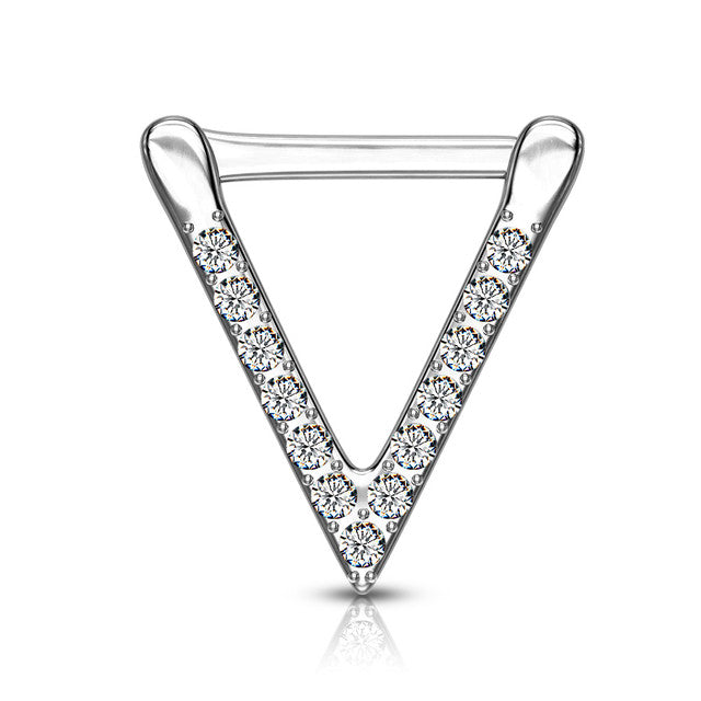 Surgical Steel Septum Clicker Ring 16 Gauge with Triangle & CZ Gem