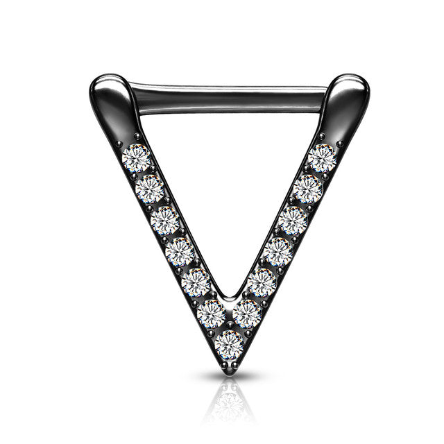 Surgical Steel Septum Clicker Ring 16 Gauge with Triangle & CZ Gem