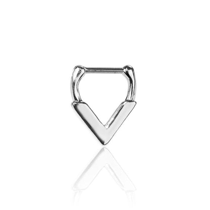 Surgical Steel Septum Clicker Ring 16 Gauge with Triangle Victory Drop