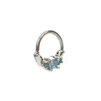 Surgical Steel Hinged Segment Hoop Septum Ring 16 Gauge & 3 Square Gem - Kruelty - Photo 3