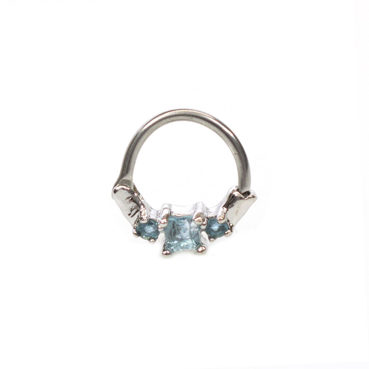 Surgical Steel Hinged Segment Hoop Septum Ring 16 Gauge & 3 Square Gem - Kruelty - Photo 8