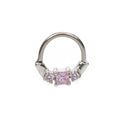 Surgical Steel Hinged Segment Hoop Septum Ring 16 Gauge & 3 Square Gem - Kruelty - Photo 9