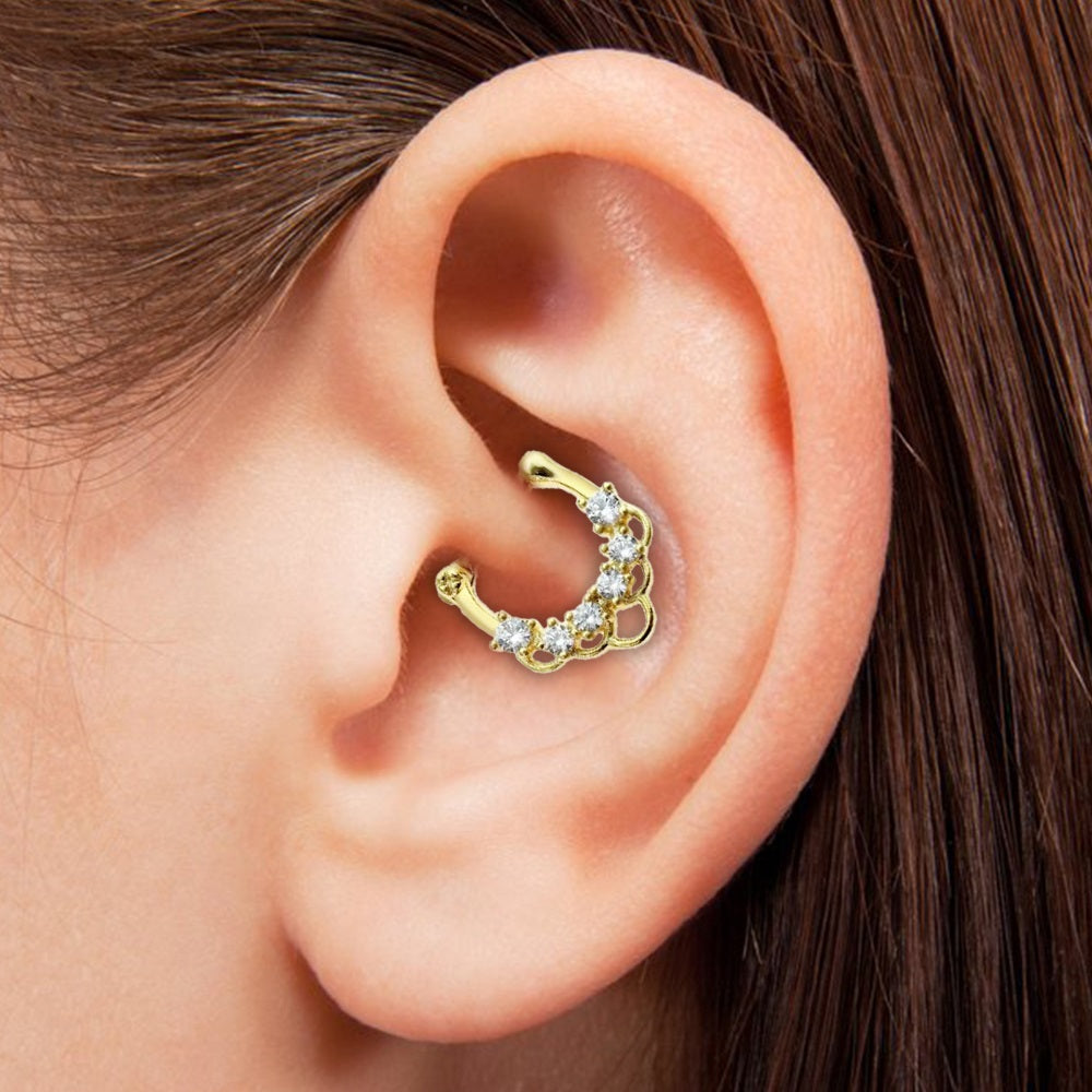 Gold Plated Surgical Steel 16 Gauge CZ Multi Link Septum Clicker - photo 3