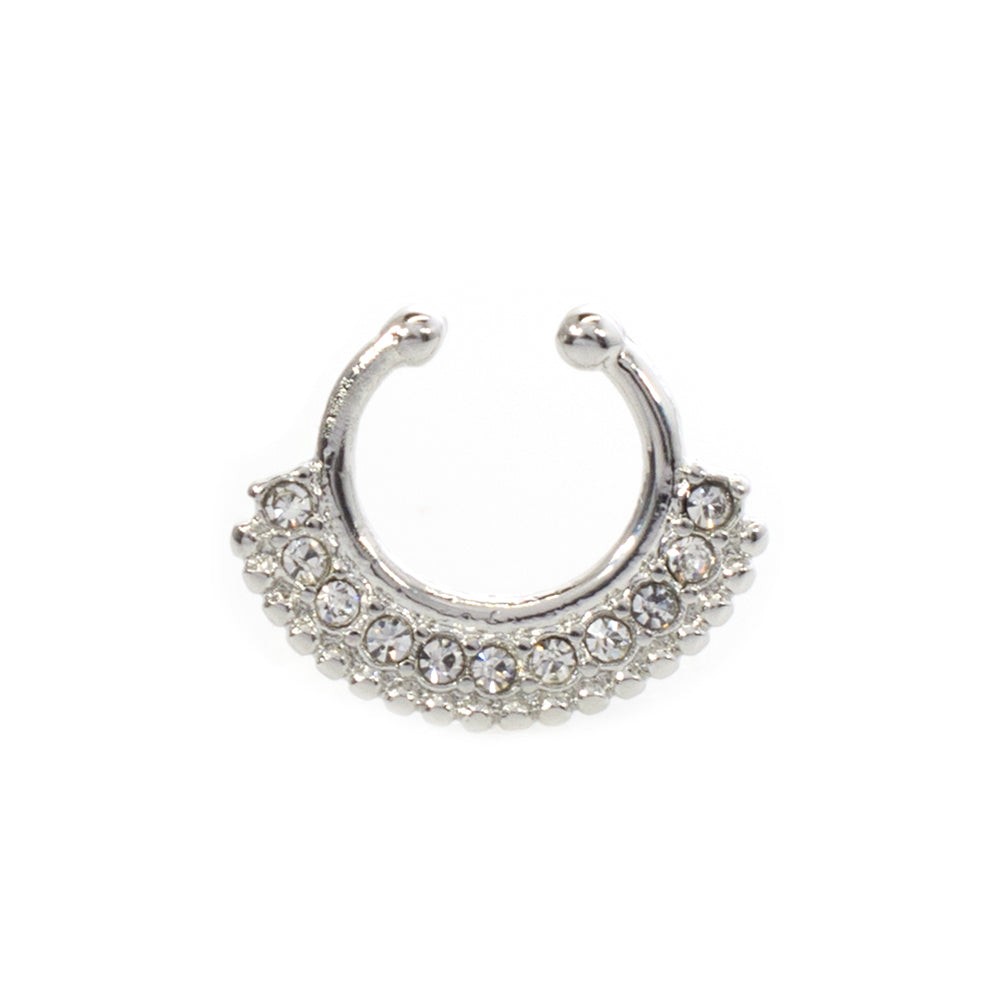 Surgical Steel Non Piercing Septum Hanger with Multiple CZ Gems - photo 8