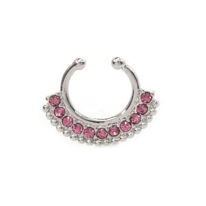 Surgical Steel Non Piercing Septum Hanger with Multiple CZ Gems - photo 13