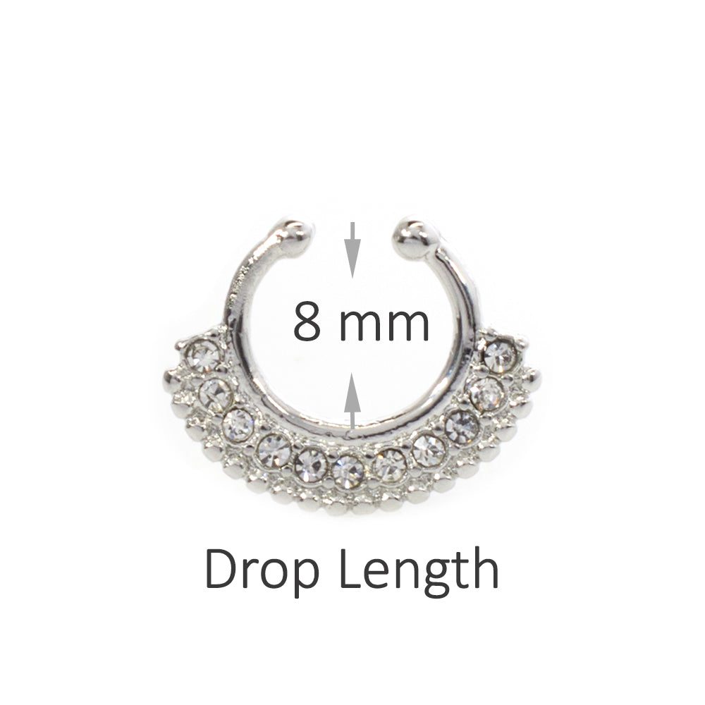 Surgical Steel Non Piercing Septum Hanger with Multiple CZ Gems - photo 2