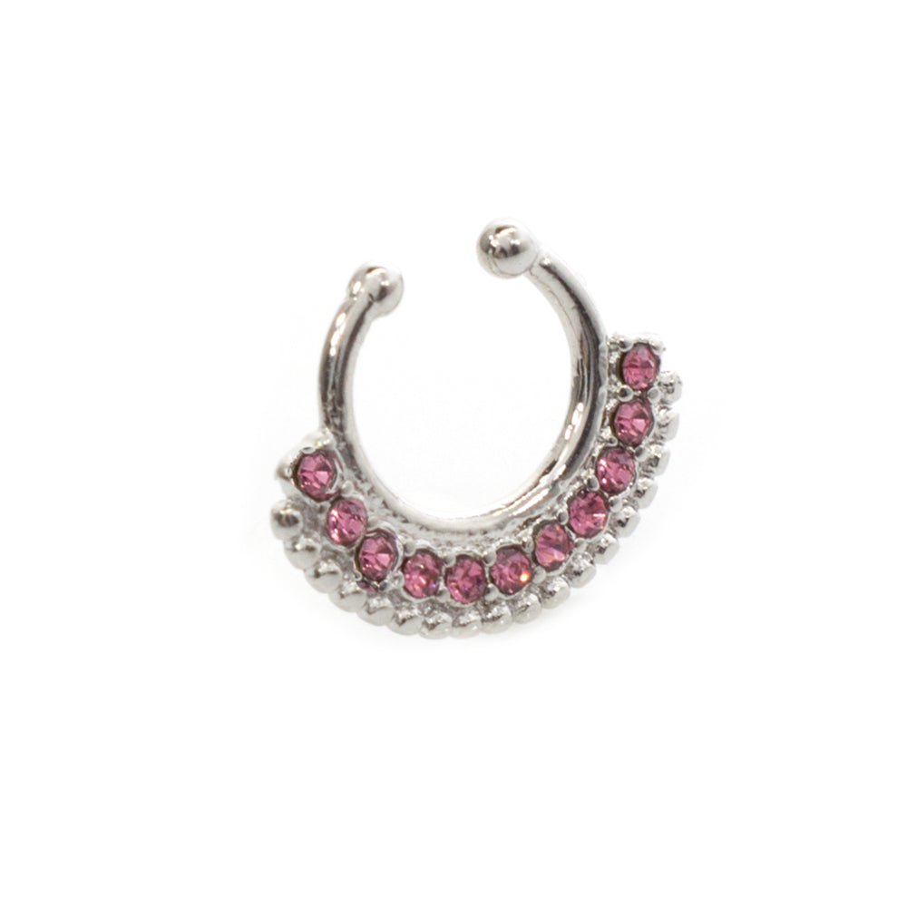 Surgical Steel Non Piercing Septum Hanger with Multiple CZ Gems - photo 3
