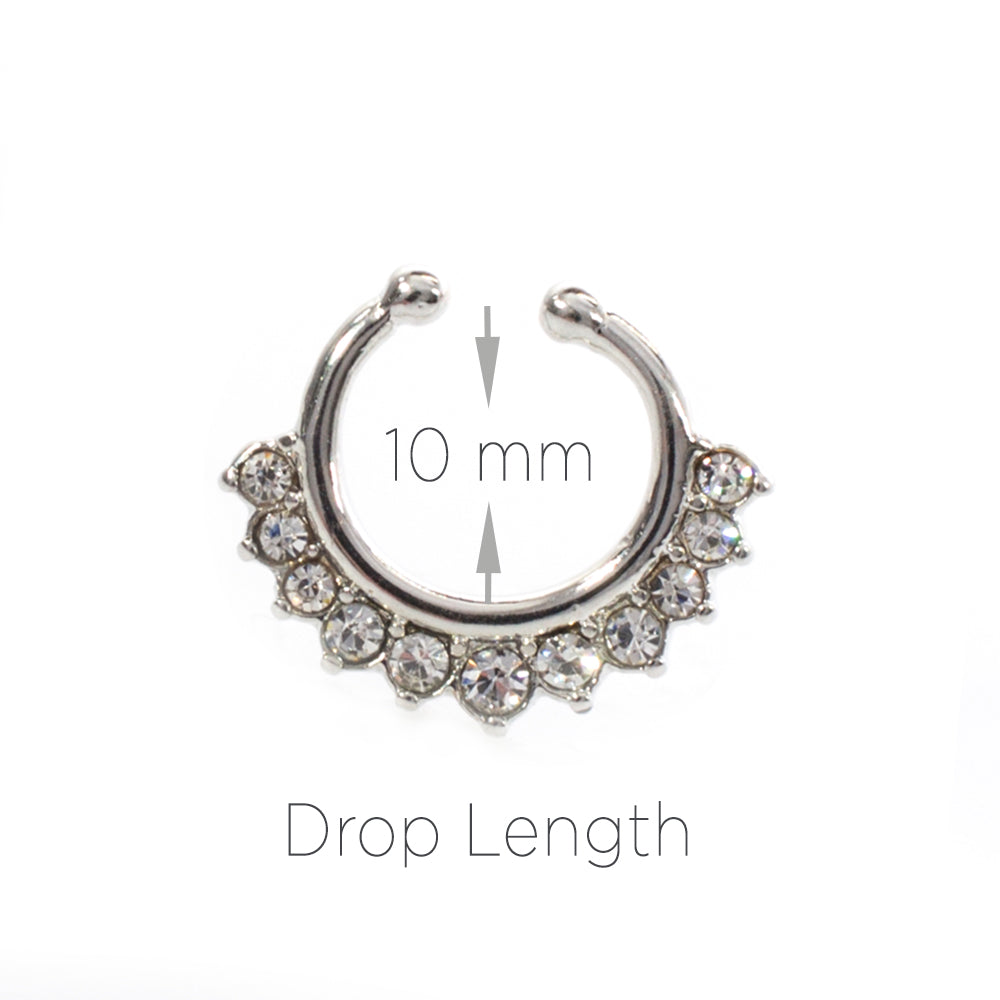 Surgical Steel Non Piercing Septum Hanger Ion Plated with CZ Gems - photo 2