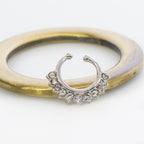 Surgical Steel Non Piercing Septum Hanger Ion Plated with CZ Gems - photo 4