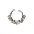 Surgical Steel Non Piercing Septum Hanger Ion Plated with CZ Gems