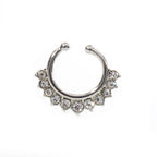 Surgical Steel Non Piercing Septum Hanger Ion Plated with CZ Gems