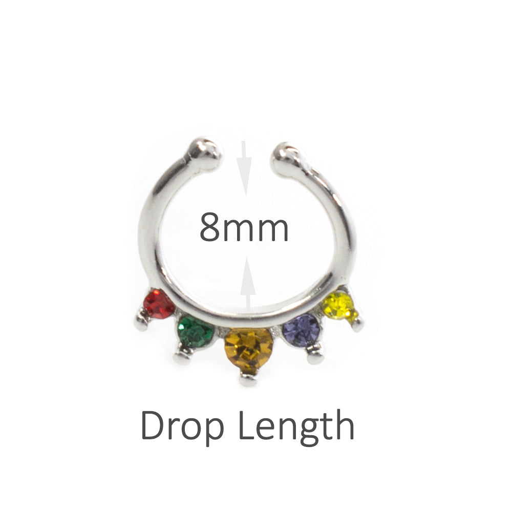 Surgical Steel Non Piercing Septum Hanger with Paved CZ Prong Set - photo 2