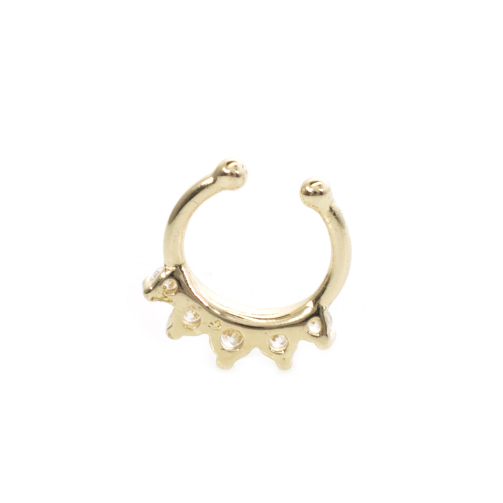 Surgical Steel Non Piercing Septum Hanger with Paved CZ Prong Set - photo 3