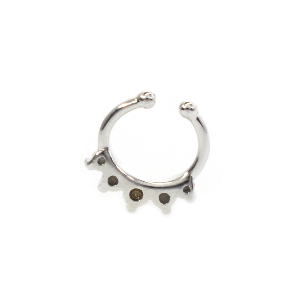 Surgical Steel Non Piercing Septum Hanger with Paved CZ Prong Set - photo 8