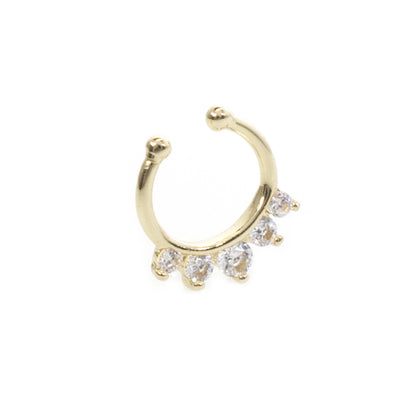 Surgical Steel Non Piercing Septum Hanger with Paved CZ Prong Set - photo 10