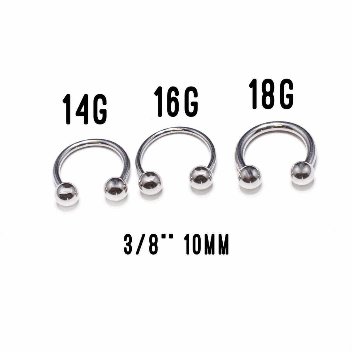 Surgical Steel Septum Kit 18 16 & 14 Gauge Horseshoe - Pair - Kruelty - Photo 2