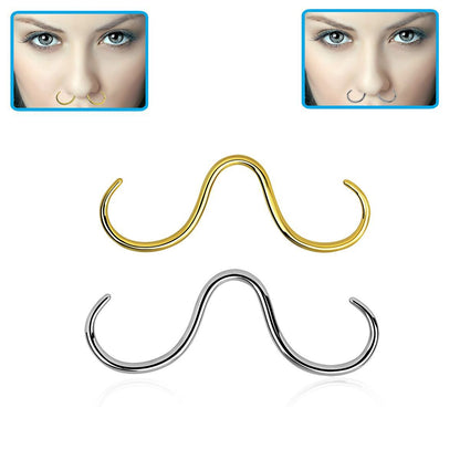 Surgical Steel 16 Gauge Mustache Design Septum Ring - photo 4